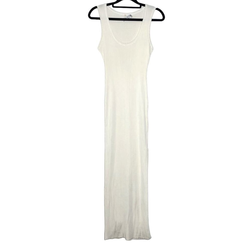 Judd Heller Cream Minimalist Chic Ribbed Scoop Neck Stretch Tank Dress Small